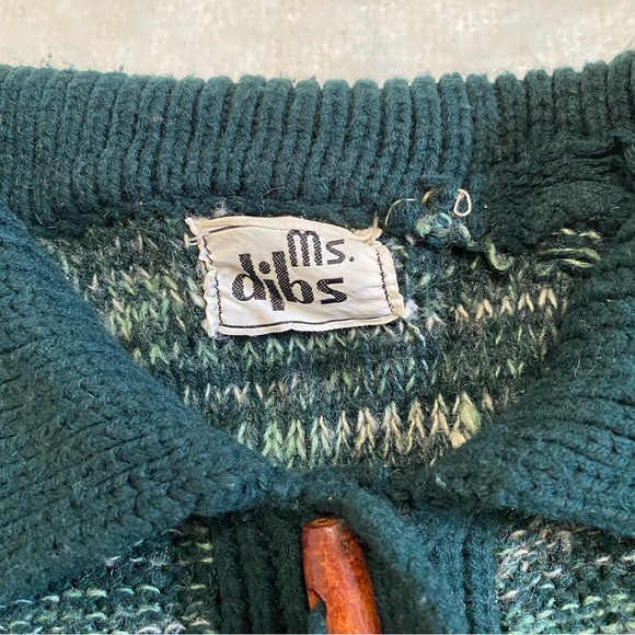 Vtg Ms Dibs Collared Green Cardigan Wood Toggles 90s Womens Size XS - Picture 2 of 7